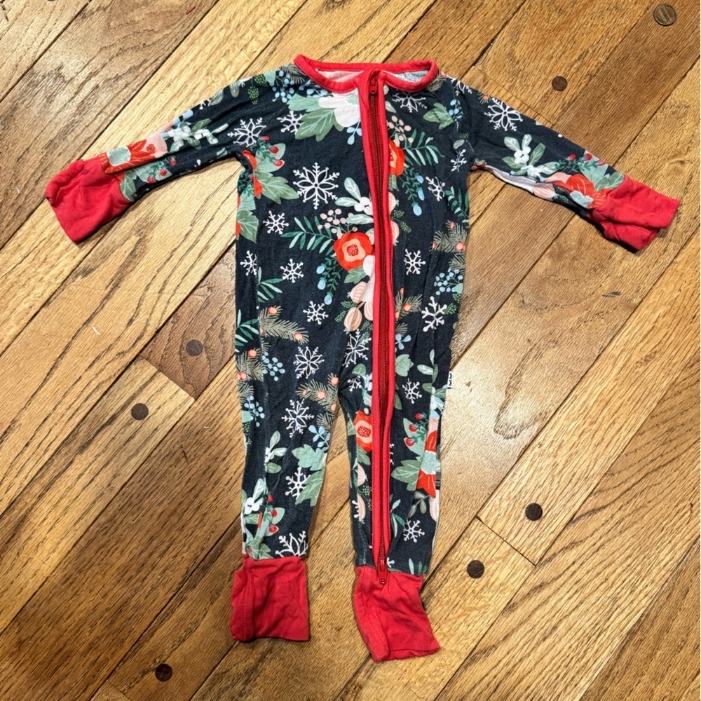 Little Sleepies Holiday Zip Sleeper Baby Pajamas Floral Snowflake | Newborn